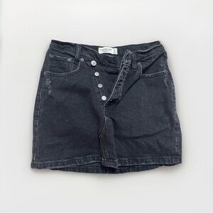 Brand New Abercrombie & Fitch Black Denim Mini Skirt || Cross Style Button